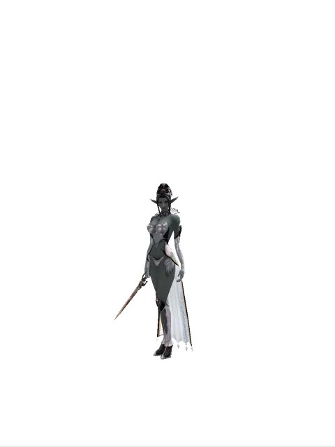 Demon Dagger on a female Dark Elf, front view