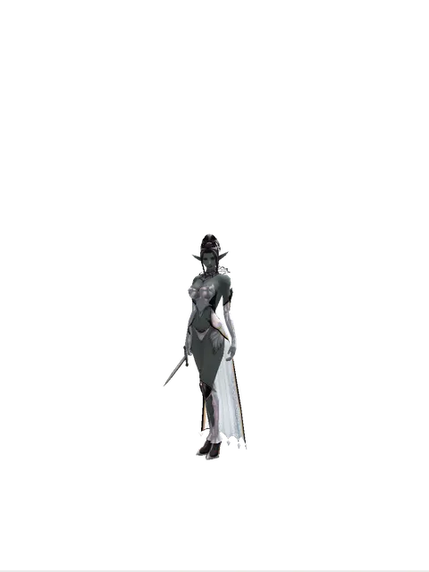 Dirk on a female Dark Elf, front view
