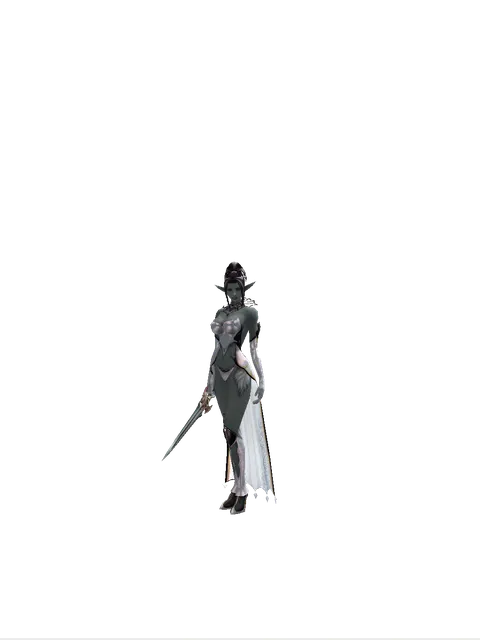 Dynasty Knife on a female Dark Elf, front view