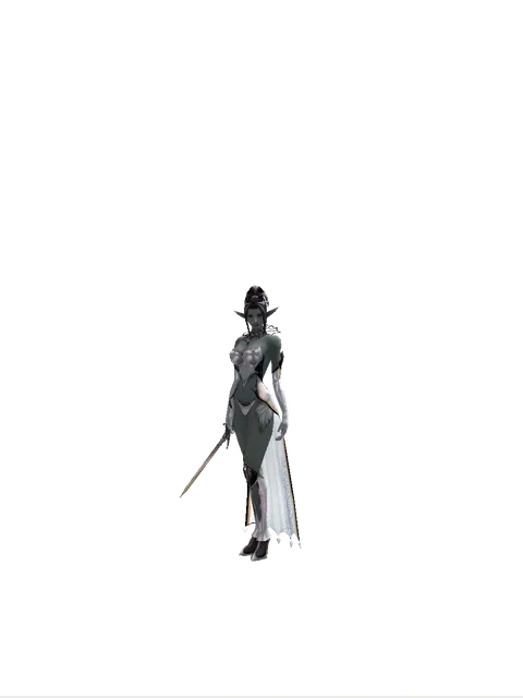 Grace Dagger on a female Dark Elf, front view