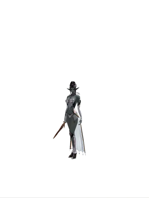 Hell Knife on a female Dark Elf, front view