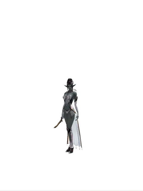 Knife on a female Dark Elf, front view