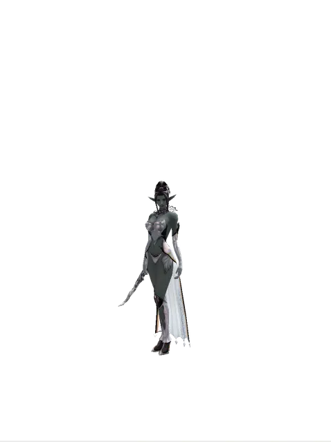 Kris on a female Dark Elf, front view