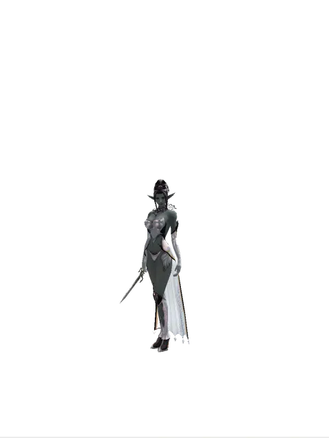 Mithril Dagger on a female Dark Elf, front view