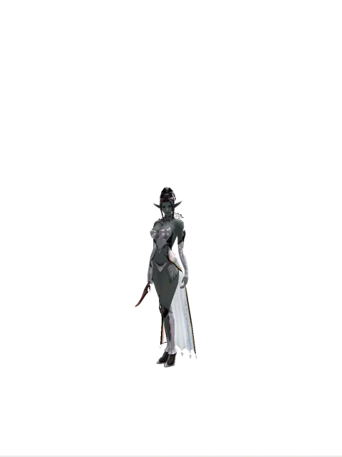 Red Sunset Dagger on a female Dark Elf, front view