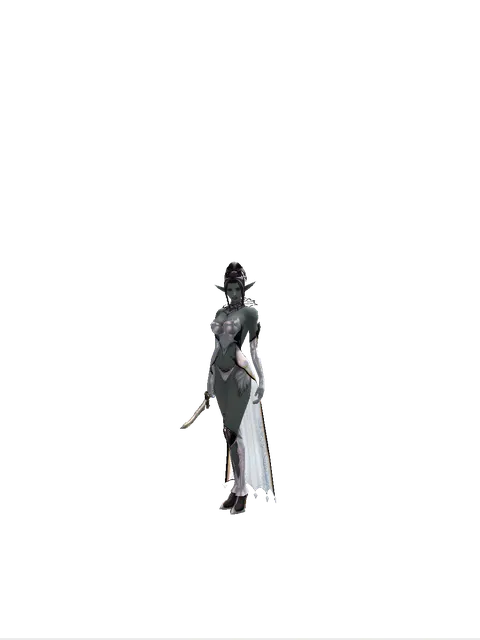 Shining Knife on a female Dark Elf, front view