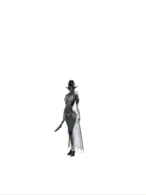 Soulfire Dirk on a female Dark Elf, front view