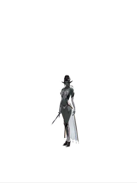 Sword Breaker on a female Dark Elf, front view