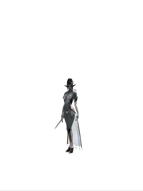 Traveler's Poniard Dagger on a female Dark Elf, front view