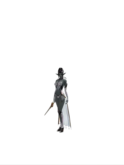 Vesper Dagger on a female Dark Elf, front view
