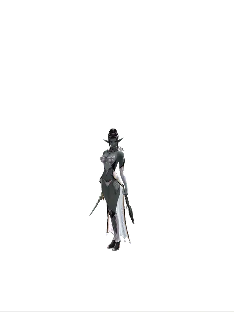 Icarus Stinger*Soul Seperator on a female Dark Elf, front view
