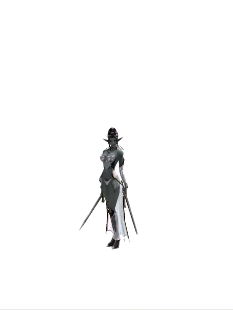 Artisan's Sword*Sword of Revolution on a female Dark Elf, front view