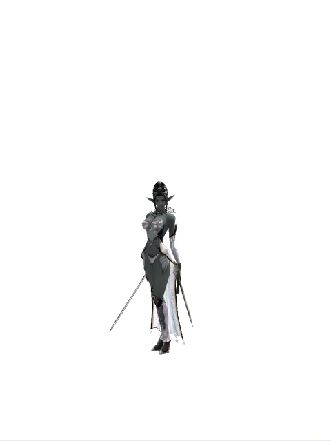 Bastard Sword*Artisan's Sword on a female Dark Elf, front view