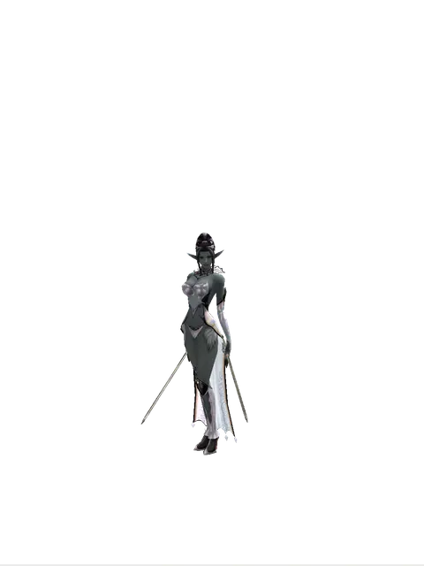 Bastard Sword*Bastard Sword on a female Dark Elf, front view