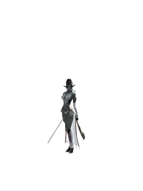 Bastard Sword*Crimson Sword on a female Dark Elf, front view