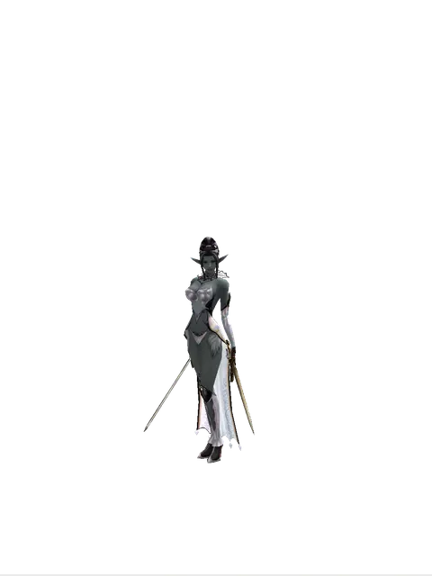 Bastard Sword*Spinebone Sword on a female Dark Elf, front view