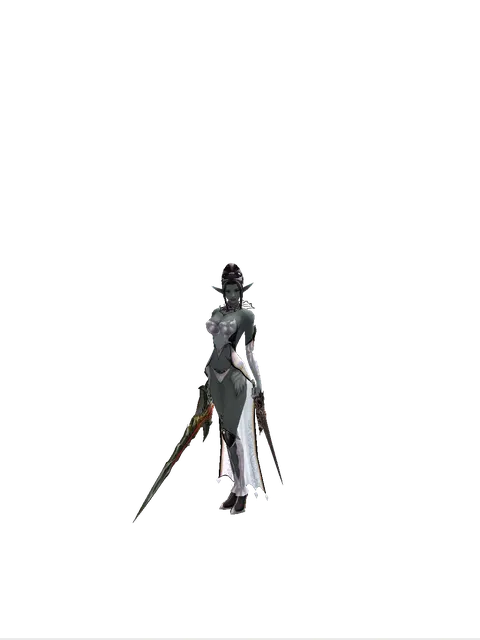 Blood Sword Akamanah on a female Dark Elf, front view
