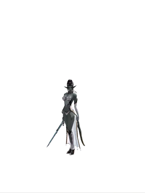 Caliburs*Sword of Limit on a female Dark Elf, front view