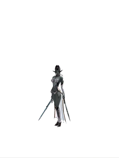 Caliburs*Tsurugi on a female Dark Elf, front view