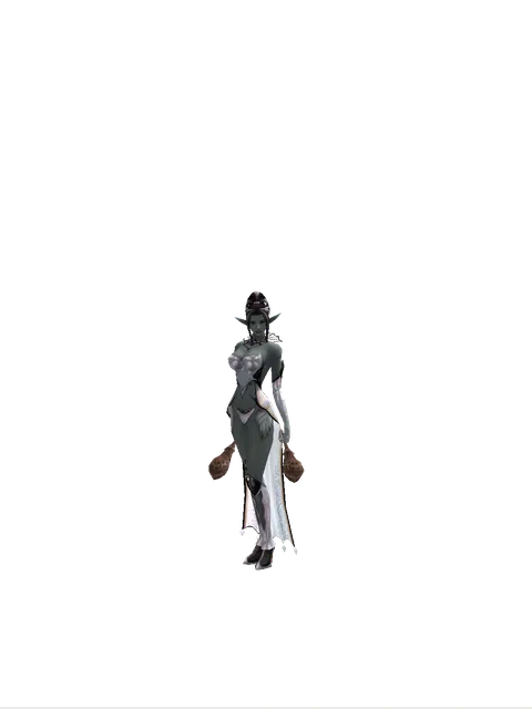 Chrono Maracas on a female Dark Elf, front view