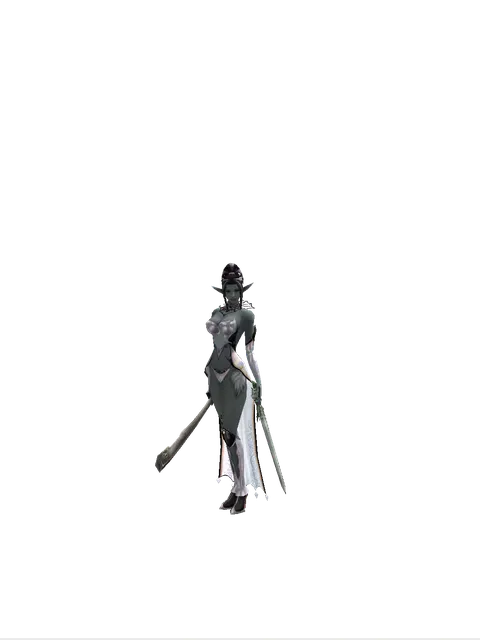 Crimson Sword*Elven Long Sword on a female Dark Elf, front view