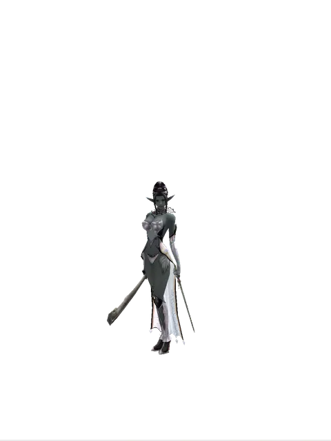 Crimson Sword*Elven Sword on a female Dark Elf, front view