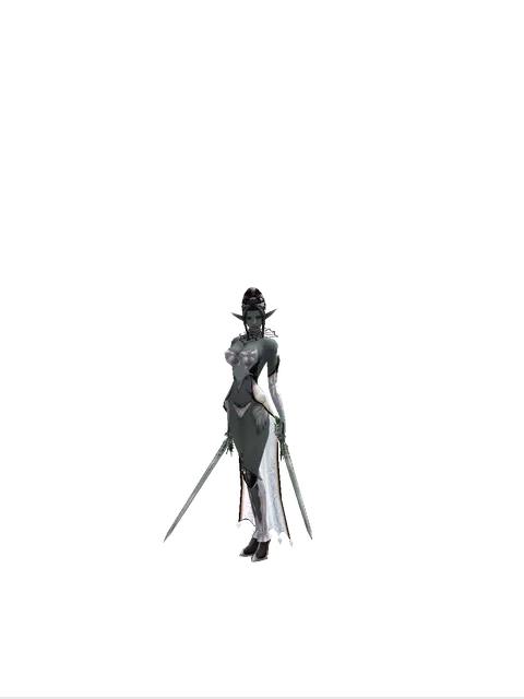 Elven Long Sword*Elven Long Sword on a female Dark Elf, front view