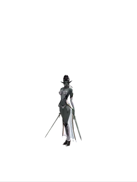 Elven Sword*Elven Long Sword on a female Dark Elf, front view