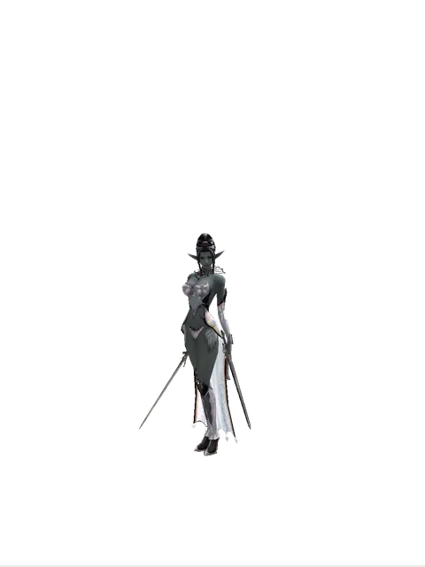 Elven Sword*Sword of Revolution on a female Dark Elf, front view