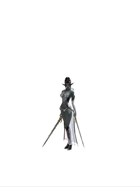Icarus Dual Sword on a female Dark Elf, front view