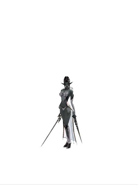 Keshanberk*Damascus on a female Dark Elf, front view