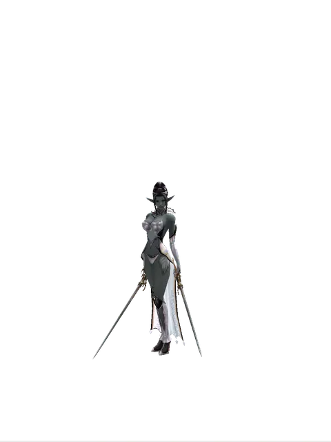 Raid Sword*Raid Sword on a female Dark Elf, front view