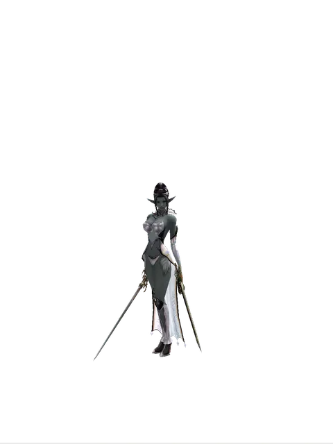 Raid Sword*Sword of Delusion on a female Dark Elf, front view