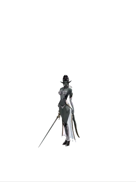Raid Sword*Sword of Limit on a female Dark Elf, front view
