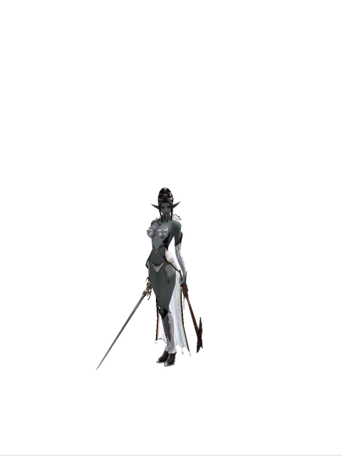 Raid Sword*Sword of Nightmare on a female Dark Elf, front view