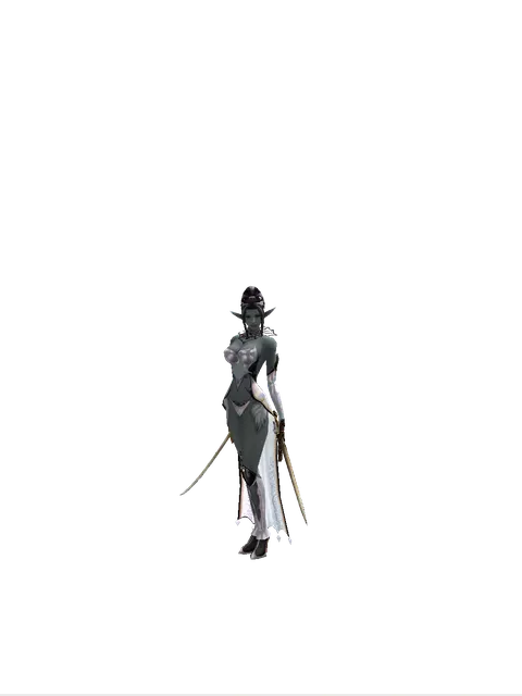Saber*Spinebone Sword on a female Dark Elf, front view