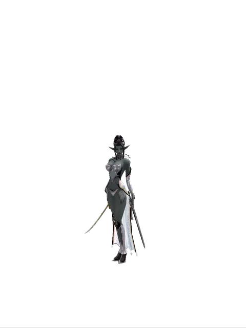 Saber*Sword of Revolution on a female Dark Elf, front view