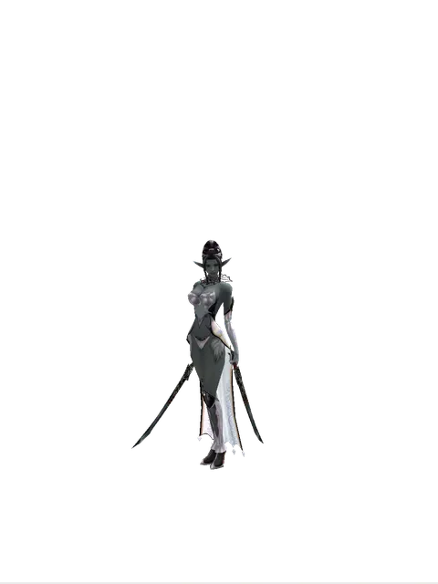 Samurai Long Sword*Samurai Long Sword on a female Dark Elf, front view