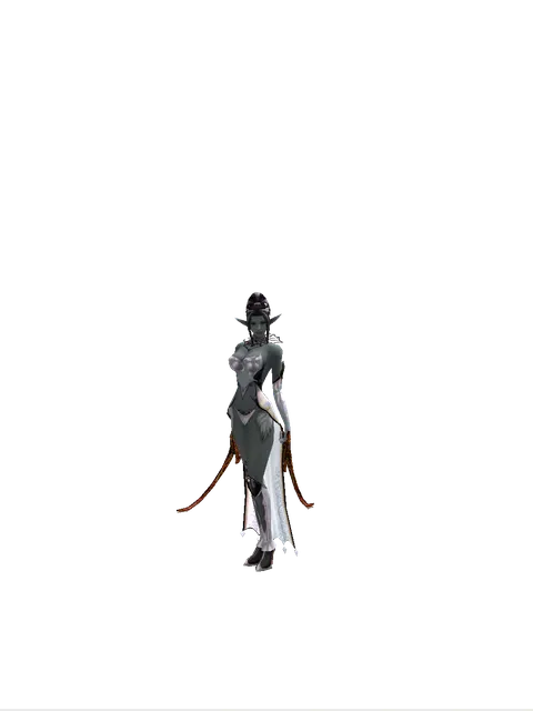 Shamshir*Shamshir on a female Dark Elf, front view
