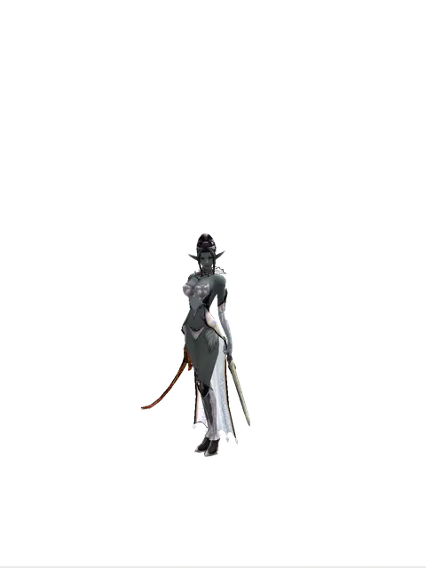 Shamshir*Spirit Sword on a female Dark Elf, front view