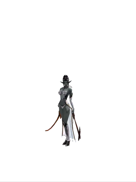 Shamshir*Sword of Nightmare on a female Dark Elf, front view