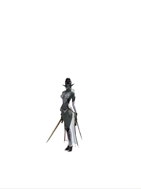 Spinebone Sword*Artisan's Sword on a female Dark Elf, front view