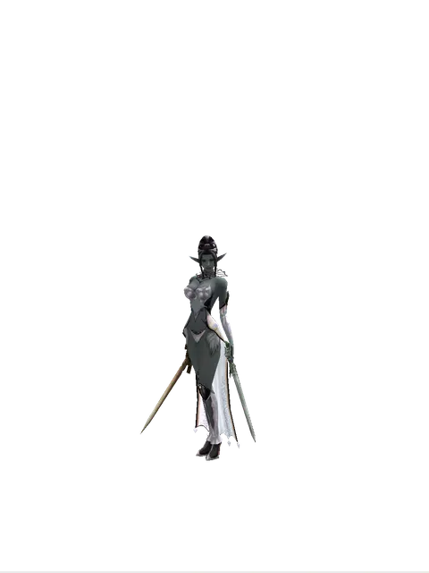Spinebone Sword*Elven Long Sword on a female Dark Elf, front view