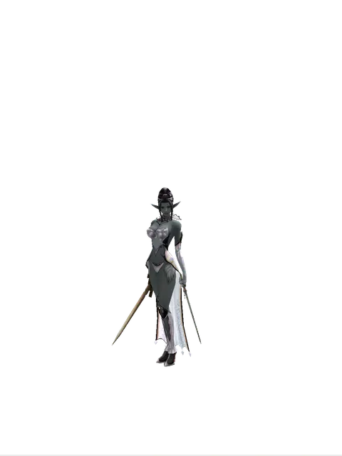 Spinebone Sword*Elven Sword on a female Dark Elf, front view