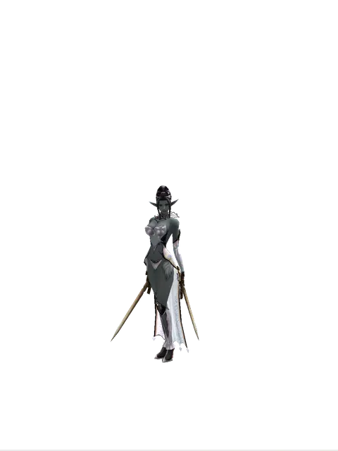 Spinebone Sword*Spinebone Sword on a female Dark Elf, front view