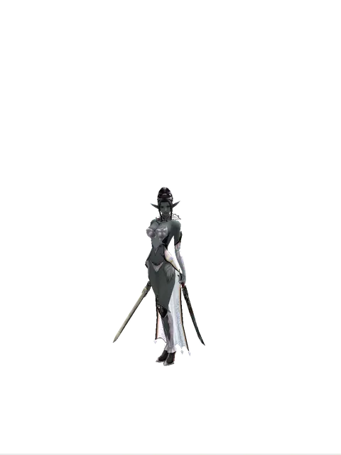 Spirit Sword*Samurai Long Sword on a female Dark Elf, front view