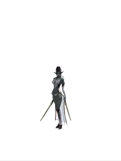 Spirit Sword*Spirit Sword on a female Dark Elf, front view