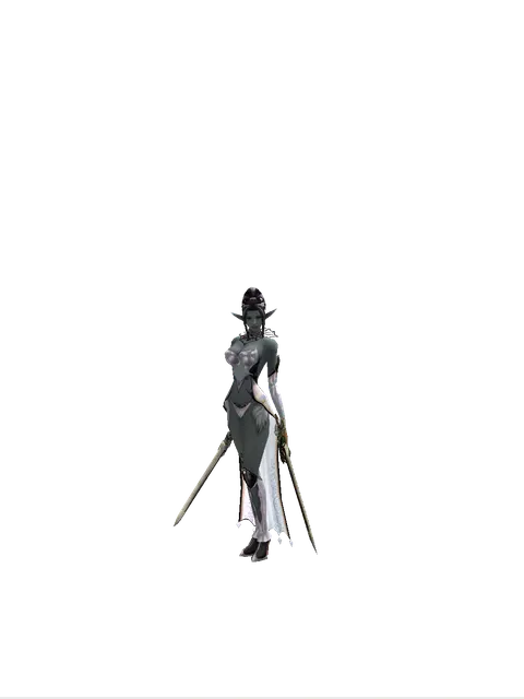 Spirit Sword*Sword of Delusion on a female Dark Elf, front view