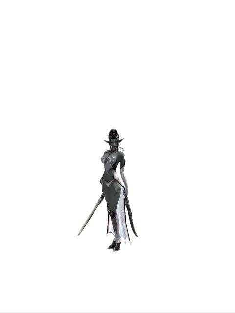 Spirit Sword*Sword of Limit on a female Dark Elf, front view