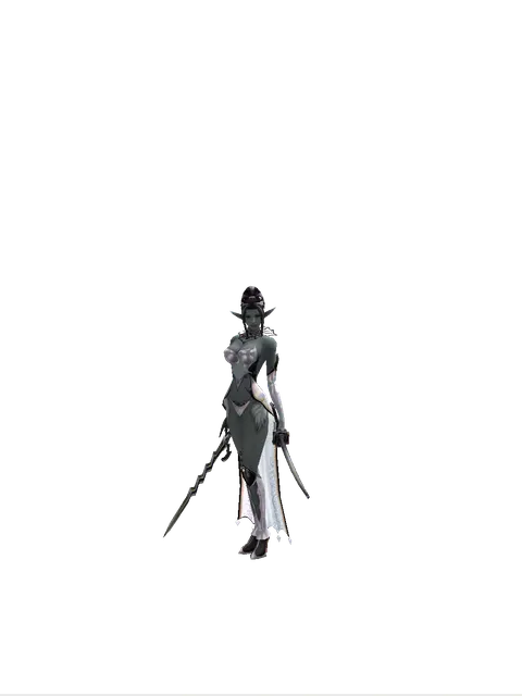 Stormbringer*Katana on a female Dark Elf, front view